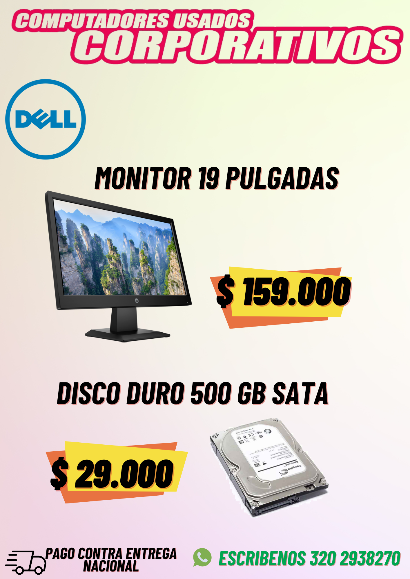 Remate disco duro y monitor